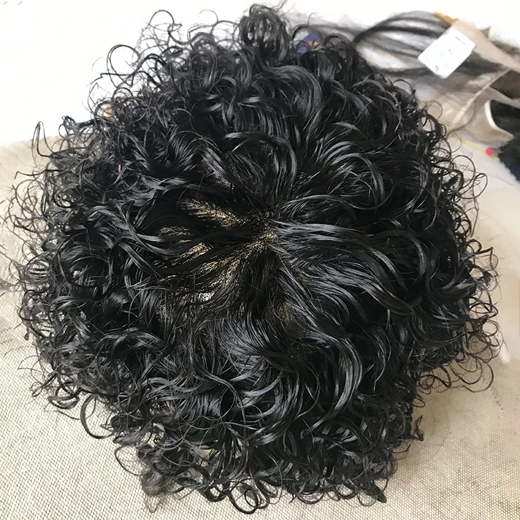 Custom Nature Hairline Men Human Hair Prosthesis Swiss Lace Combined Patch Toupee INDIAN Hair Curly Wave Free Style men toupee