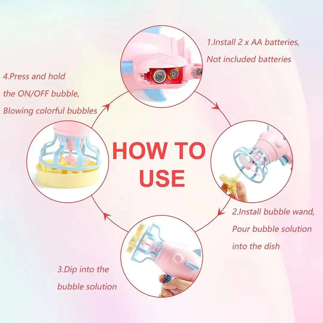 Electric Fan Blowing Bubble Machine 2 In 1 Toy Automatic Soap Bubble Gun For Kids