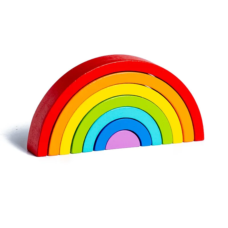 Hot New Product Colorful Stacking Toys Kids Blocks Toys Building Montessori Wooden Toy