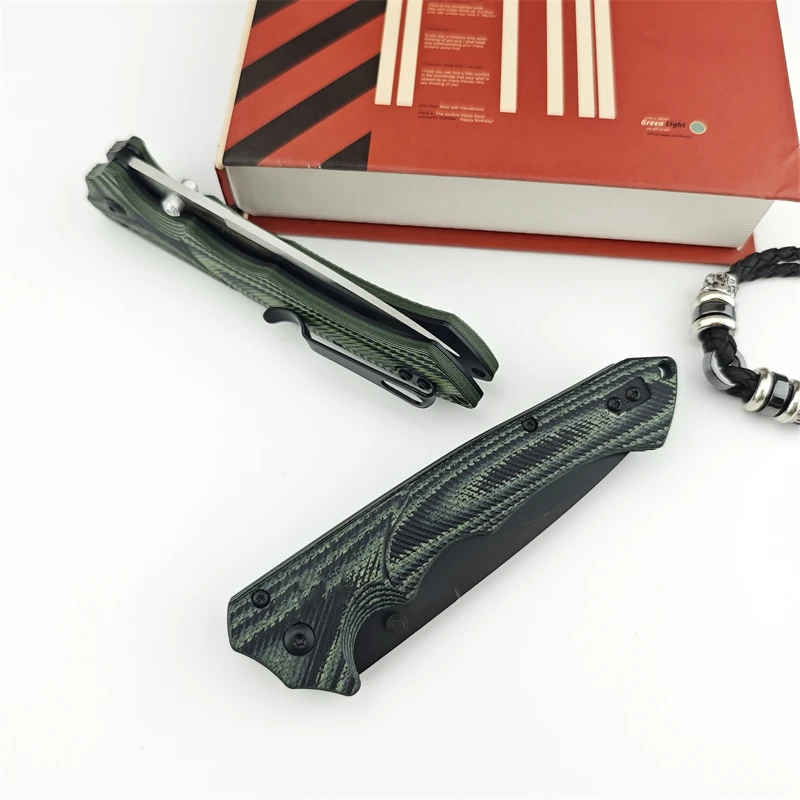 High Hardness 615BK-1401 Outdoor Camping Hunting EDC Tool Dual Color G10 Handle Hiking Folding Knife