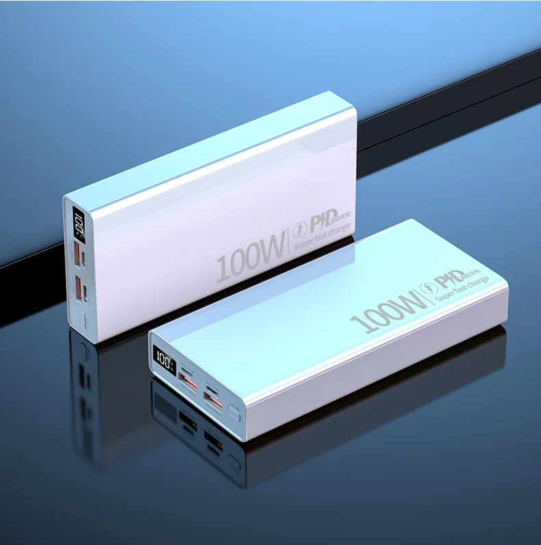 New Age Plastic Power Bank De 30000 Mah Type C Fast Charging Digital Display 30000mah Customizable Design White with CE FCC Rohs