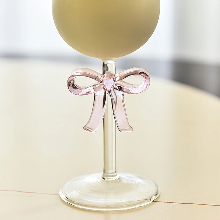 High Borosilicate Bow Champagne Glass Goblets Decorated Colored Bow Knot Wine Glass Cocktail Cup for Wedding Party
