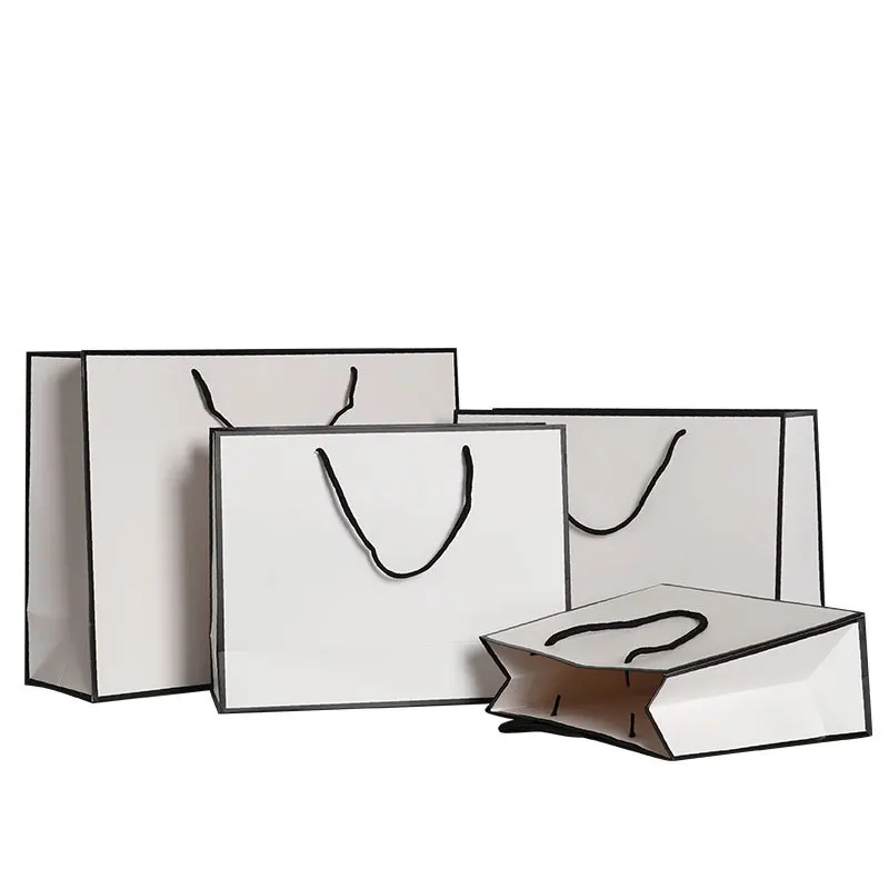 Custom print logo paper bag boutique bolsa sac de carton retail carry shopping bags with ribbon handle