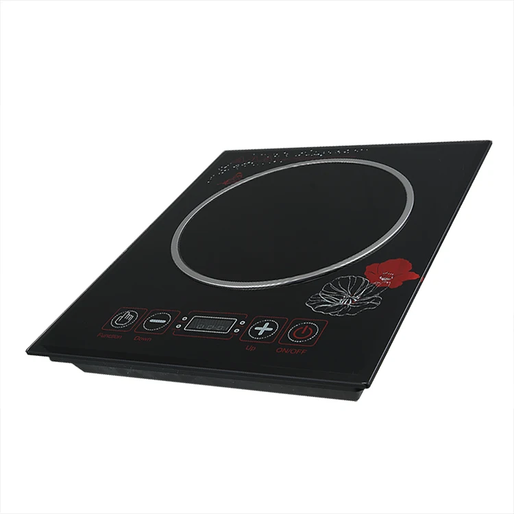 Beautiful Appearance Blaci Crystal Glass Single Free Zone Portable High Power Plastic Housing Material Induction Cooker for Home