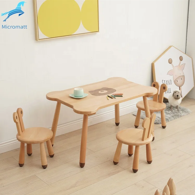 Wholesale Simple Style Customizable Log Color Kids Room Furniture Solid Wood Kids Table