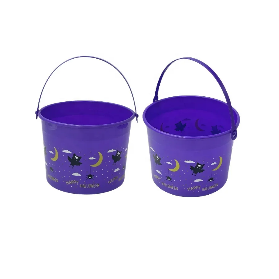 New Design Novelty Plastic Halloween Candy Witch Purple Bucket Cauldron with Lowest Price for Candy