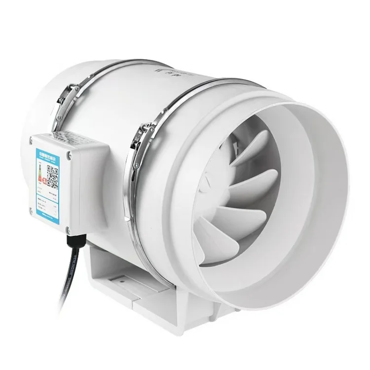 ZYL 220V Application Control 6-inch Embedded Plastic Pipe Exhaust Fan Temperature and Humidity Sensor Greenhouse Ventilation