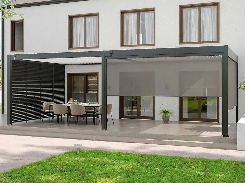 Wholesale Hot Selling  Aluminum Frame Pergola Sun Shad Aluminium Louvered Roof Pergola For Outdoor Patio With LED Light