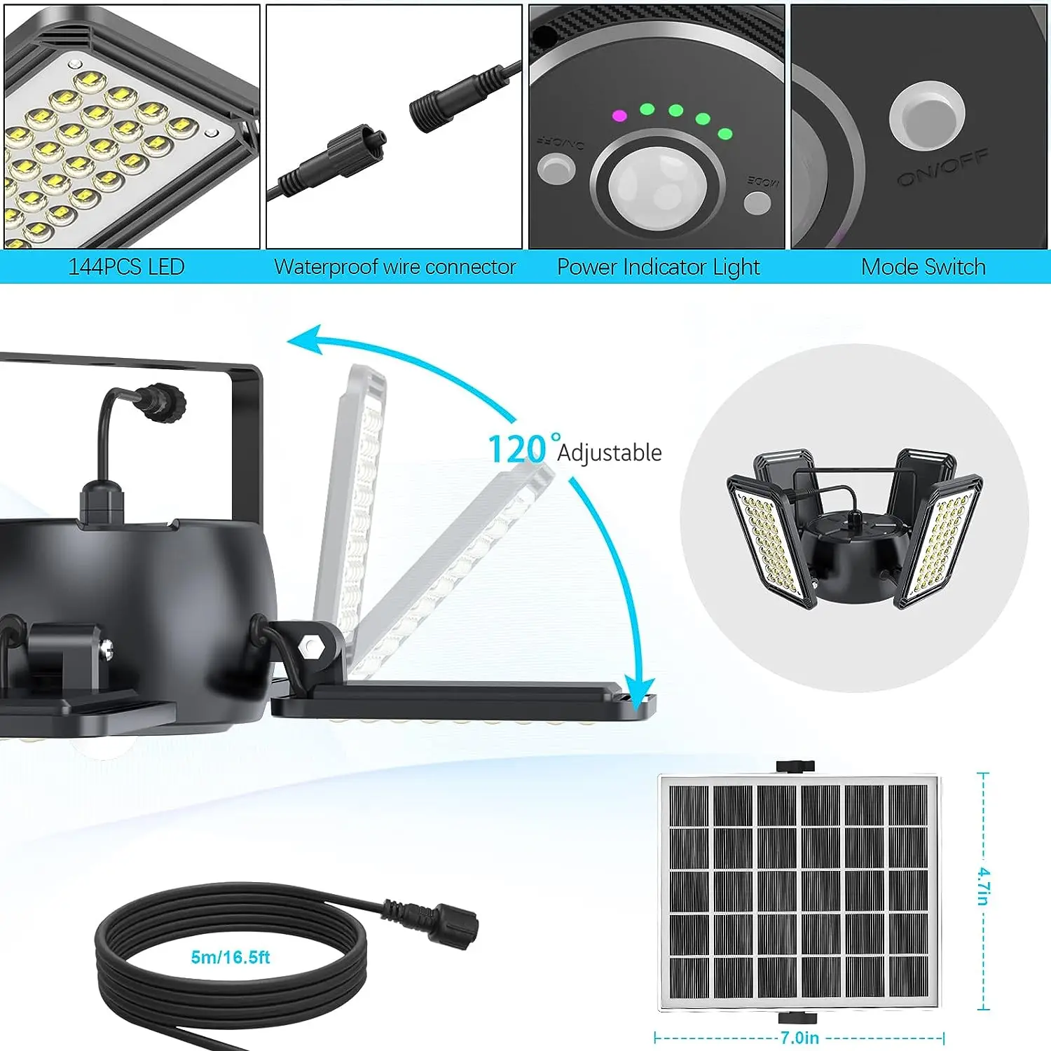 Solar chandelier   Outdoor indoor solar motion sensor shed light   Daytime work light Belt