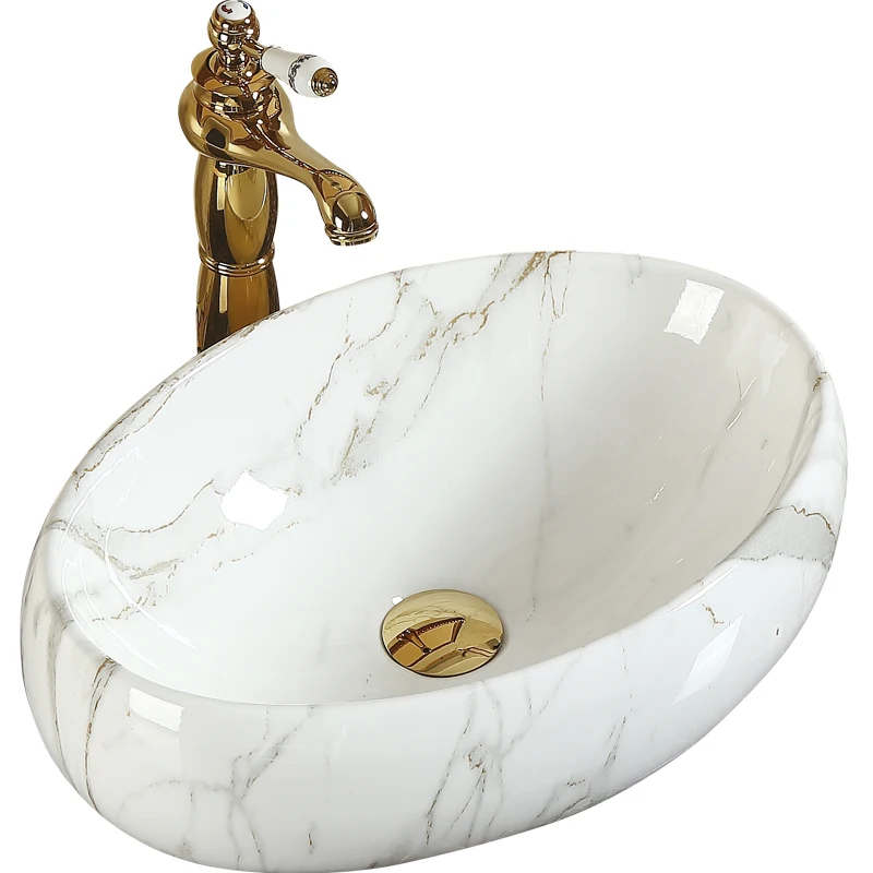 Made in China above counter top basin marble look ceramic basin sink bowl bathroom sanitary ware