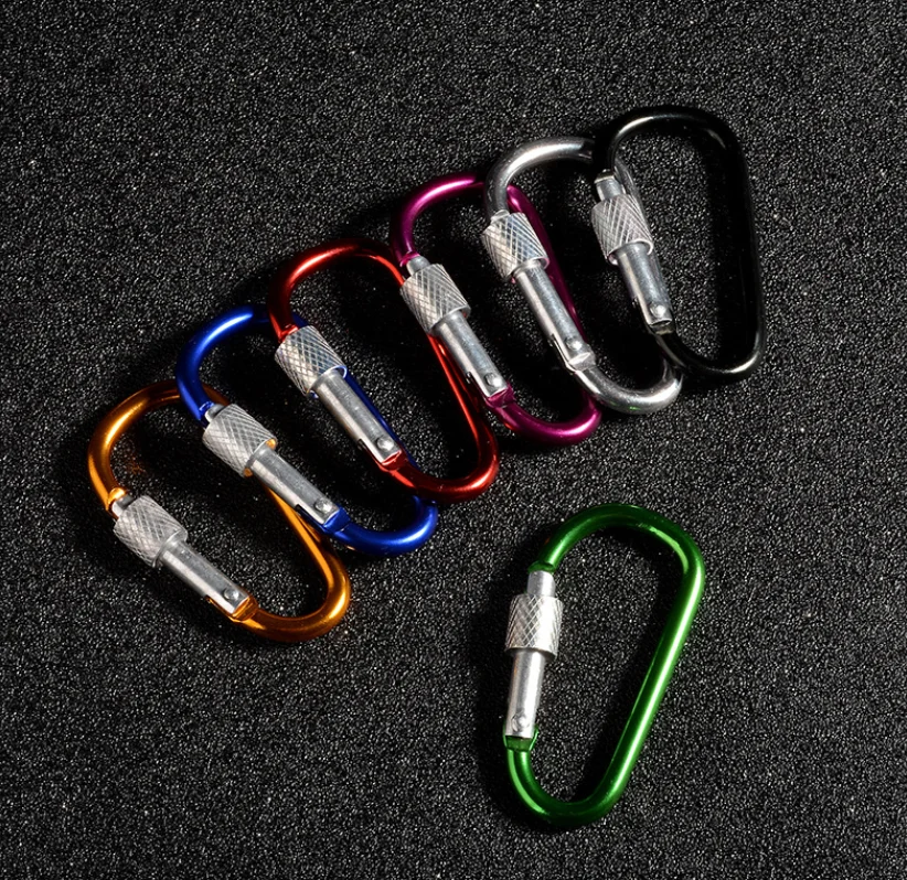 
D Shaped Black Aluminium Buckle for Camping Hiking Mini Carabiner Keychains, Climbing Carabiner, Carabiner Hook 