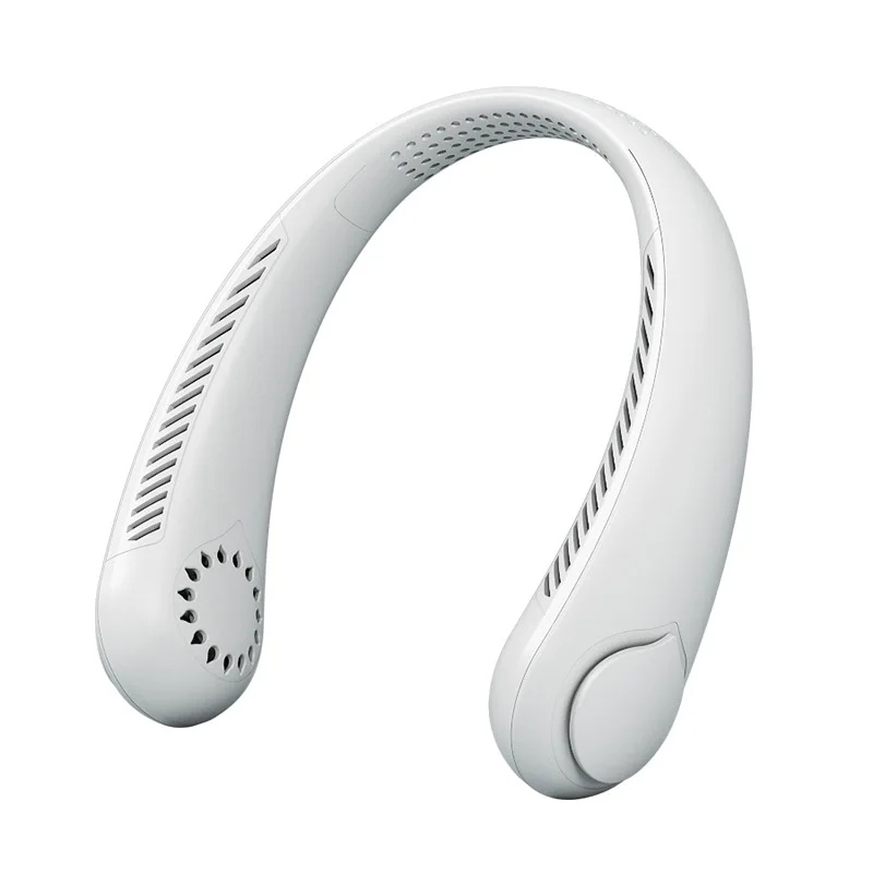 2022 silica gel bladeless adjustable fold neck fan mini ABS Low noise mute USB rechargeable air cooling cordless portable fan