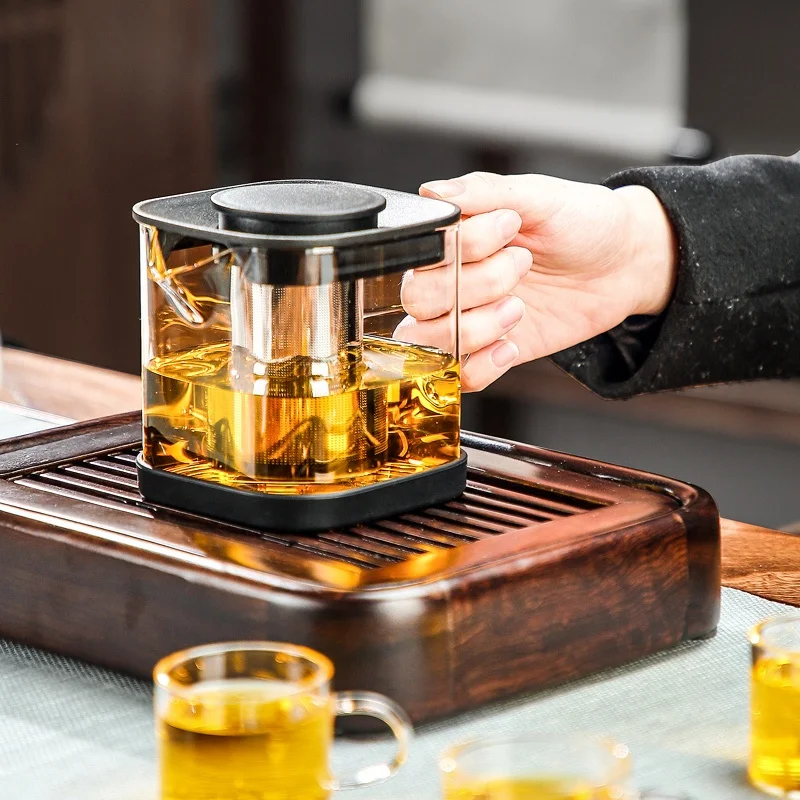 Tetera Hot Selling Transparent Clear Glass Tea Set With Warmer
