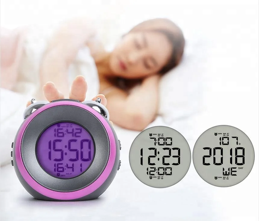Battery Powered Electronic Digital Twin Bell Digital Table Clock Alarm Clock for Heavy Sleepers