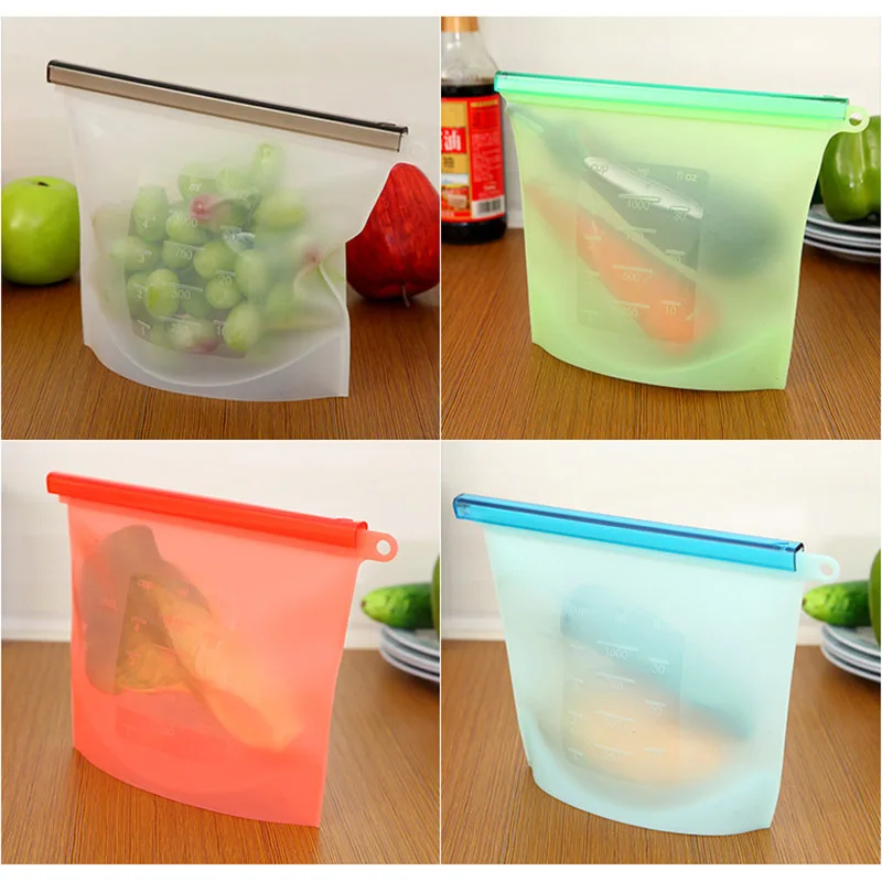Food Grade Silicone Fresh Keeping Bag  Food Storage Bag Refrigerator Sealed Bag