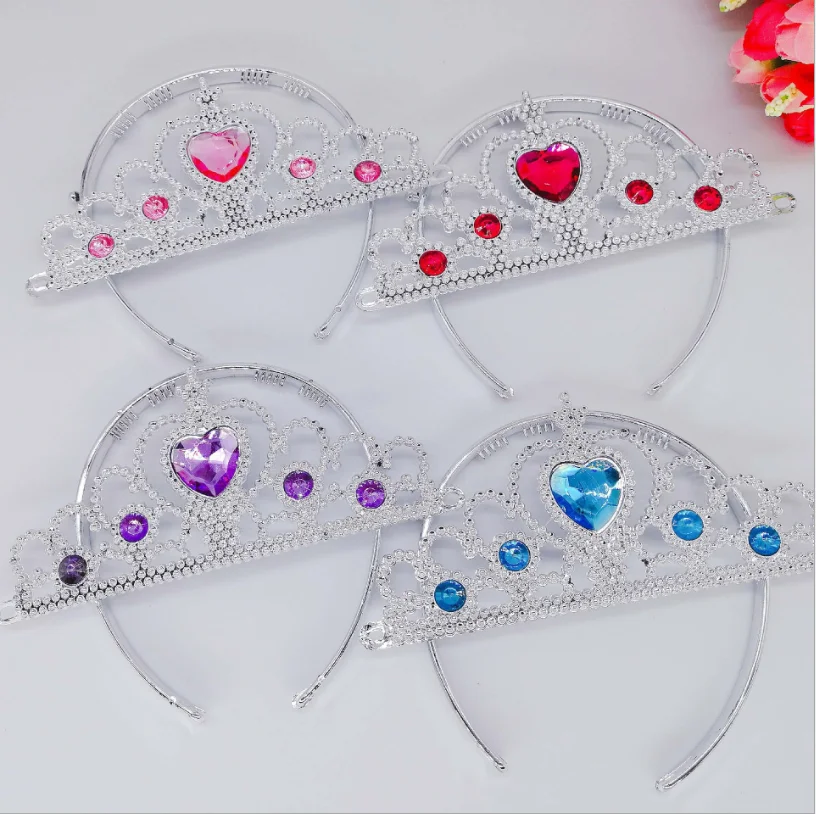 Wholesale Cheap Plastic Tiaras Dress Up Snow And Ice Colors kids Princess Plastic Crown for Girls