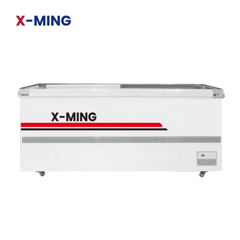 XIANGMING Single-Temperature Island Ice Cream Freezer Display Chest Freezer Frozen Food Display Stickers Stylish Refrigerator