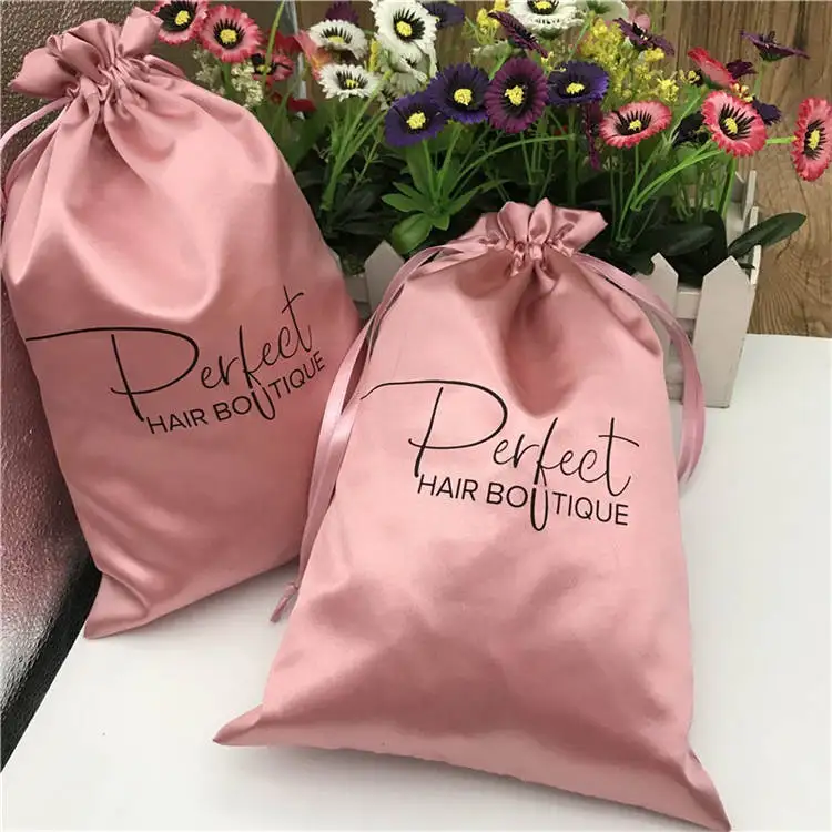 
Wholesale price custom logo draw string bag satin silk drawstring bag for gift 