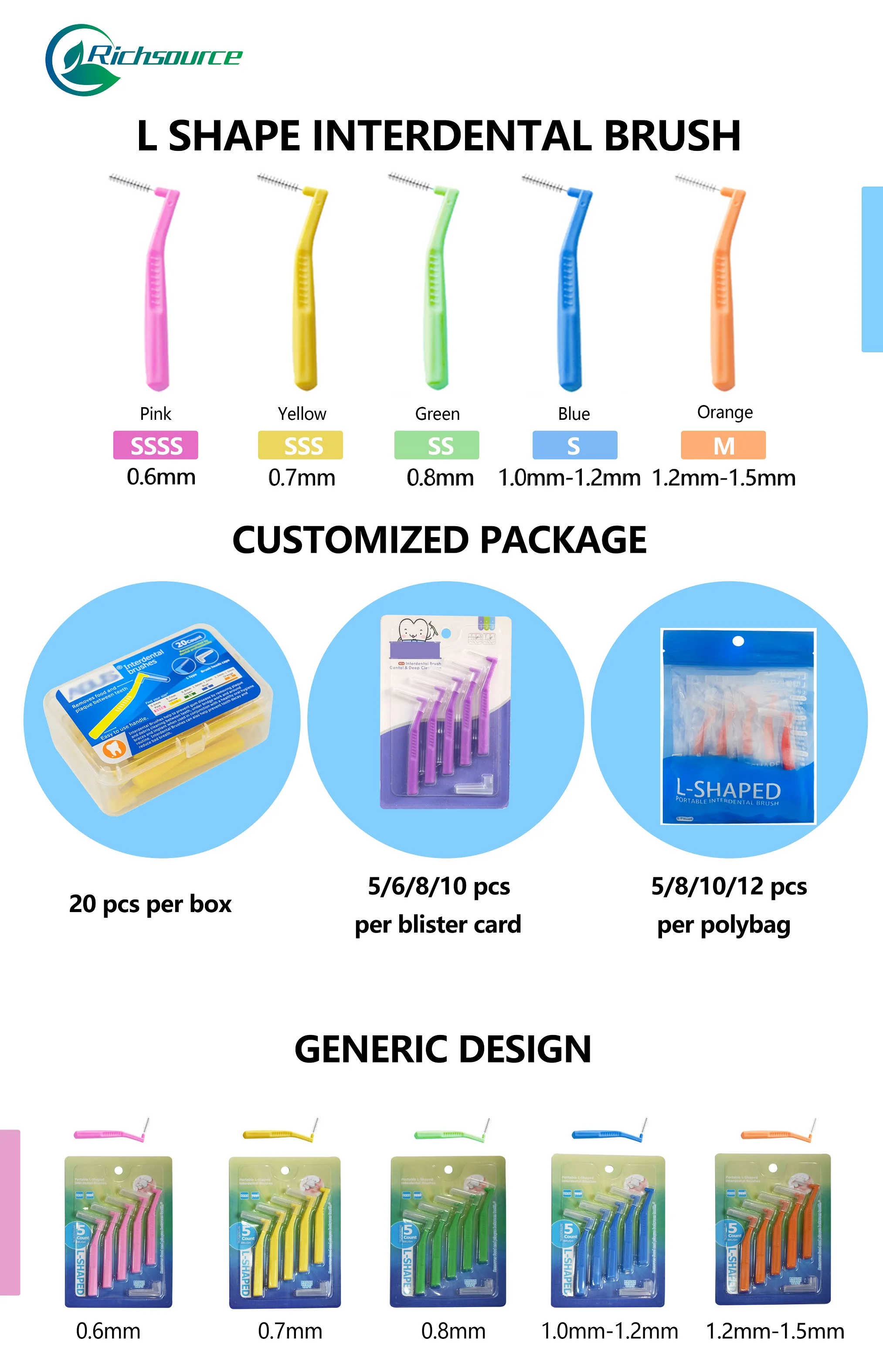 Different Shape Colored Braces Brush Interdental Brush Toothpick Long Handle interdental brushes