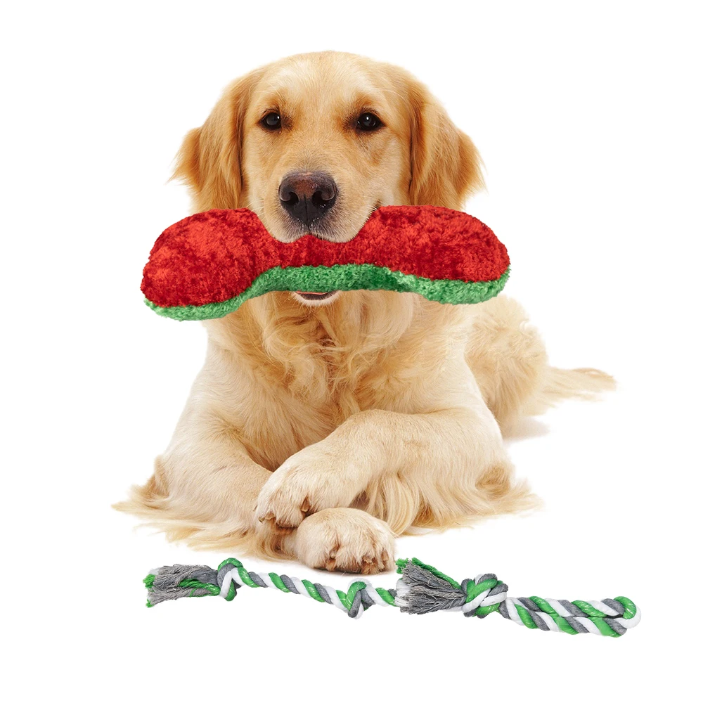 Рождественский праздничный плюшевый и веревочный набор игрушек для домашних животных