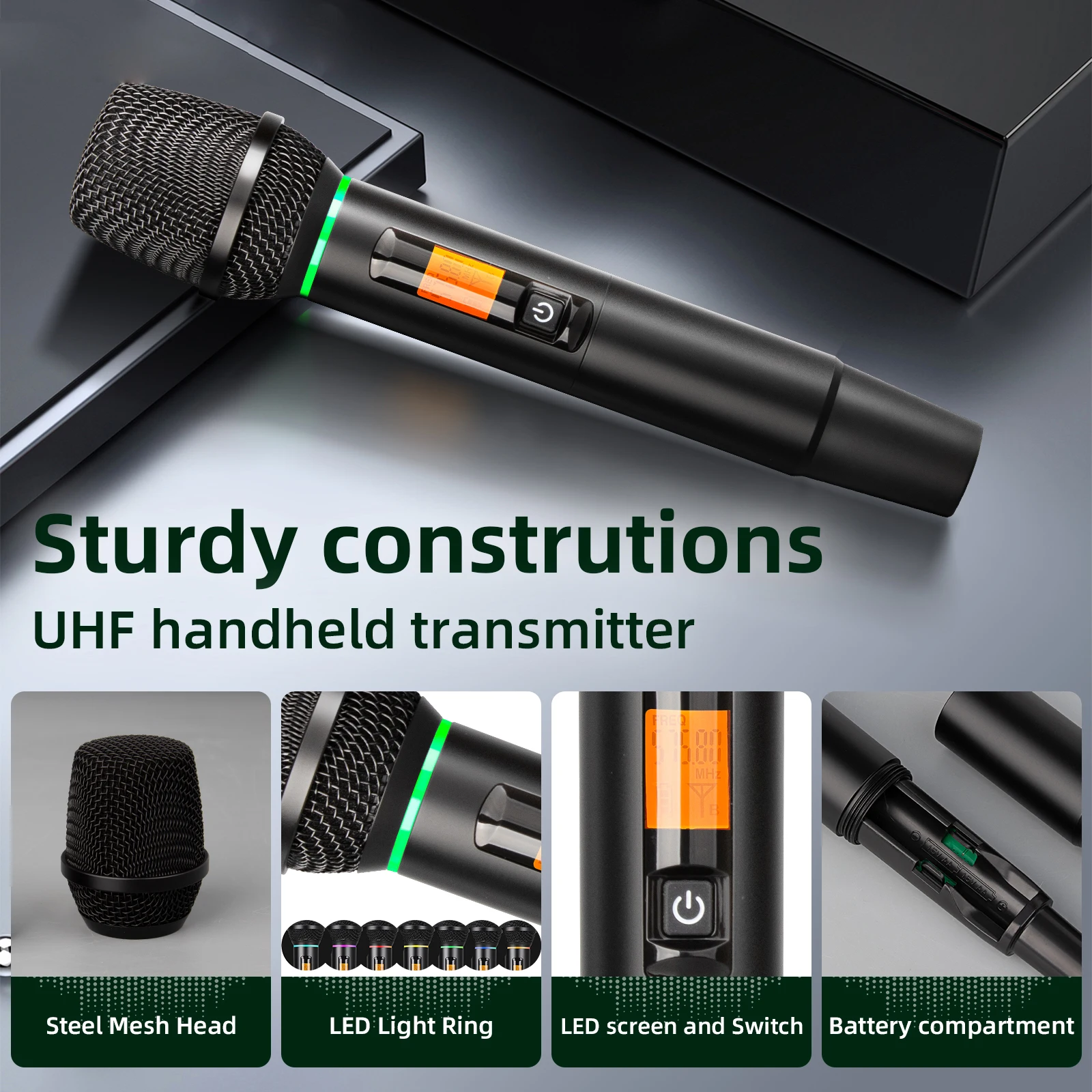 R7 Professional Wireless Microphone Set UHF Stage Performance Equipment Noise Cancelling Outdoor Activities Karaoke