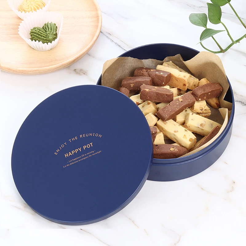 Round Candy Cane Tin Box Cookies Tin Customized Printed Metal Tin Box for Cookies