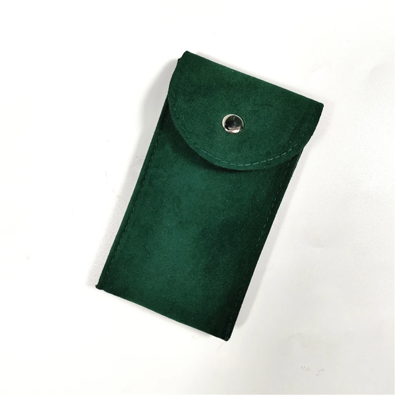 Wholesale hot selling free size transparent bag for hand watch case green velvet pouch plastic bag for watch straps