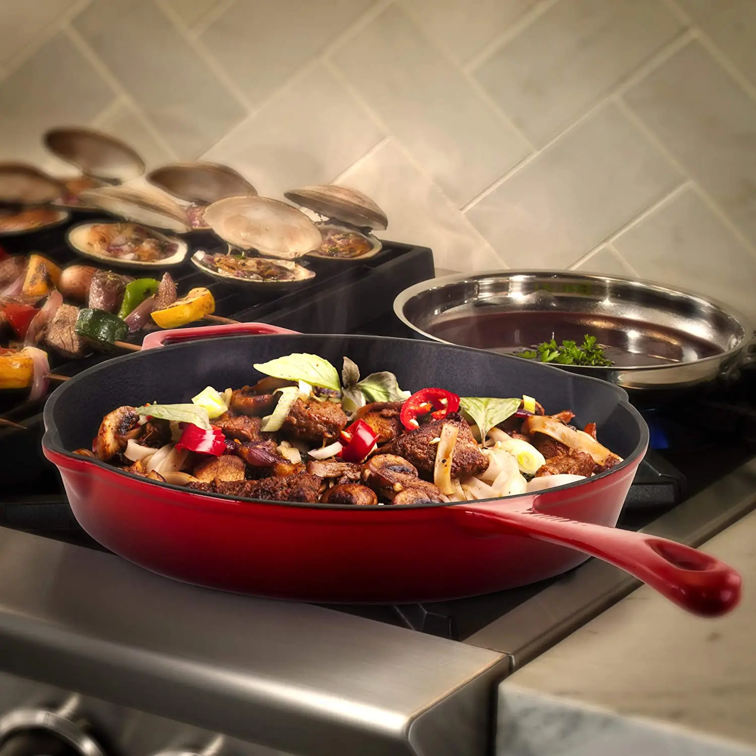 Round 10 12 inch enameled cast iron skillet pan cast iron cooker bakeware