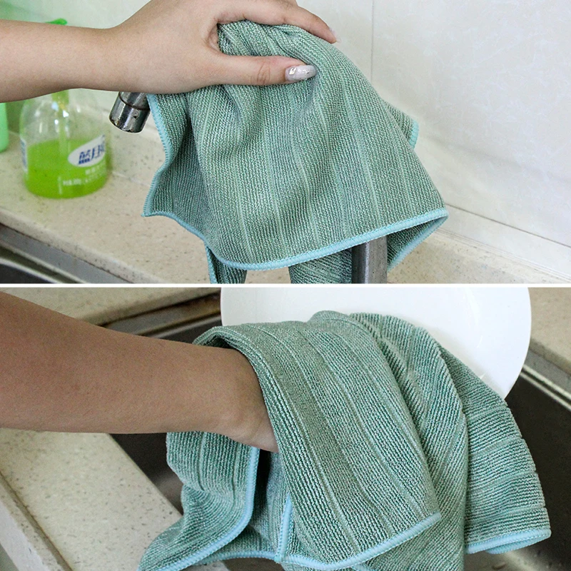 Custom Microfiber Superpol cloth Microfiber Car Cleaning Towel Kitchen Cloth Dish Towel Microfiber Stripes Cleaning Cloth
