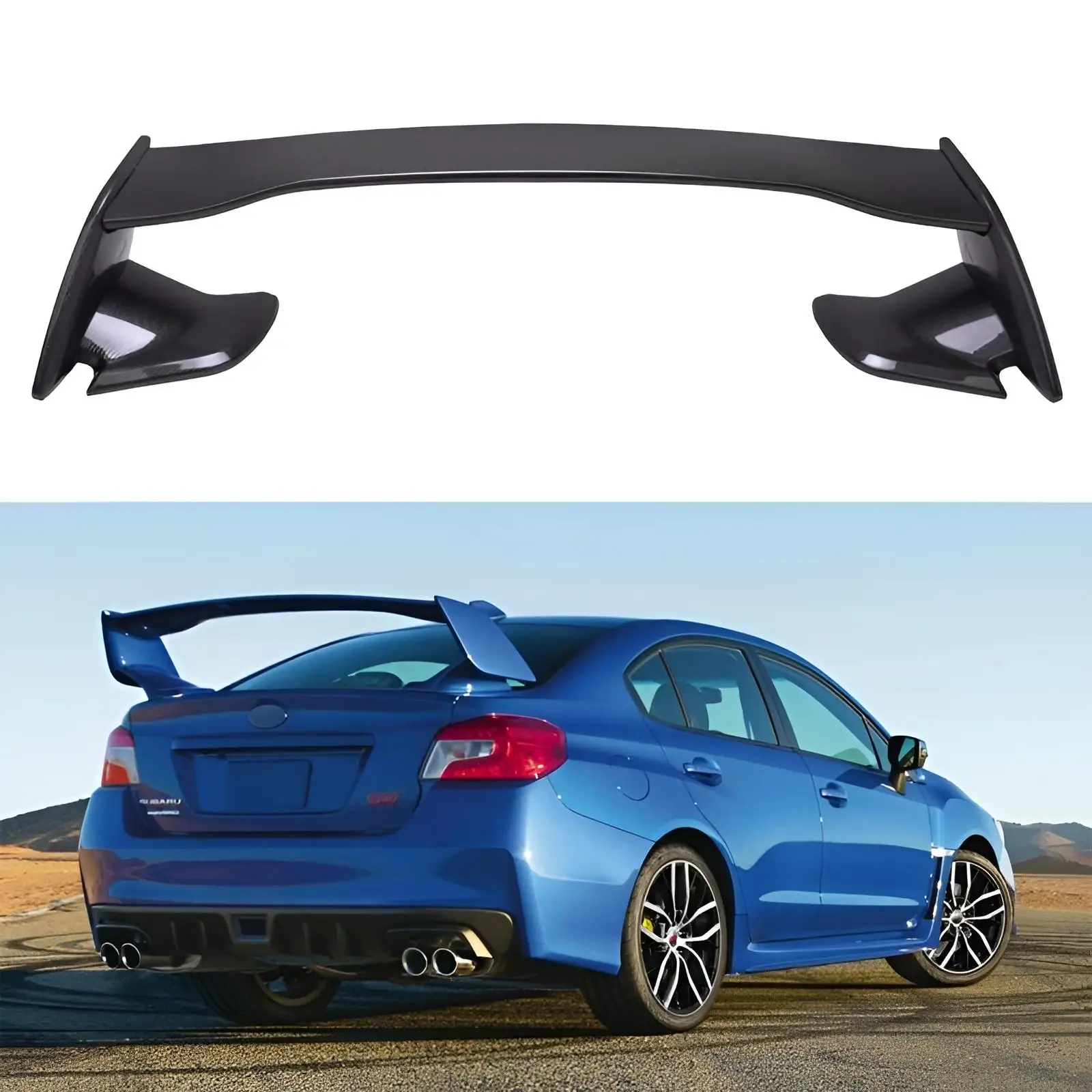 High Quality Fit For Subaru WRX STI 2015-2019 Glossy Carbon Fiber Rear Roof Boot Tailgate Trunk Spoiler Wing Flap Trim