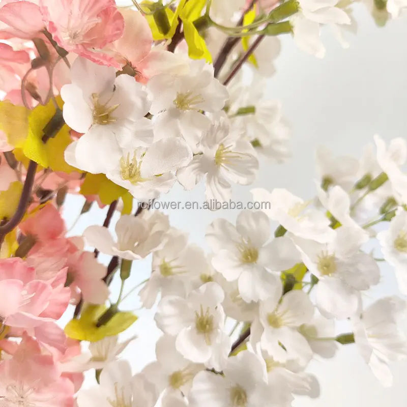 Wholesale silk peach flowers stem artificial peach blossom branch home wedding decoration flower