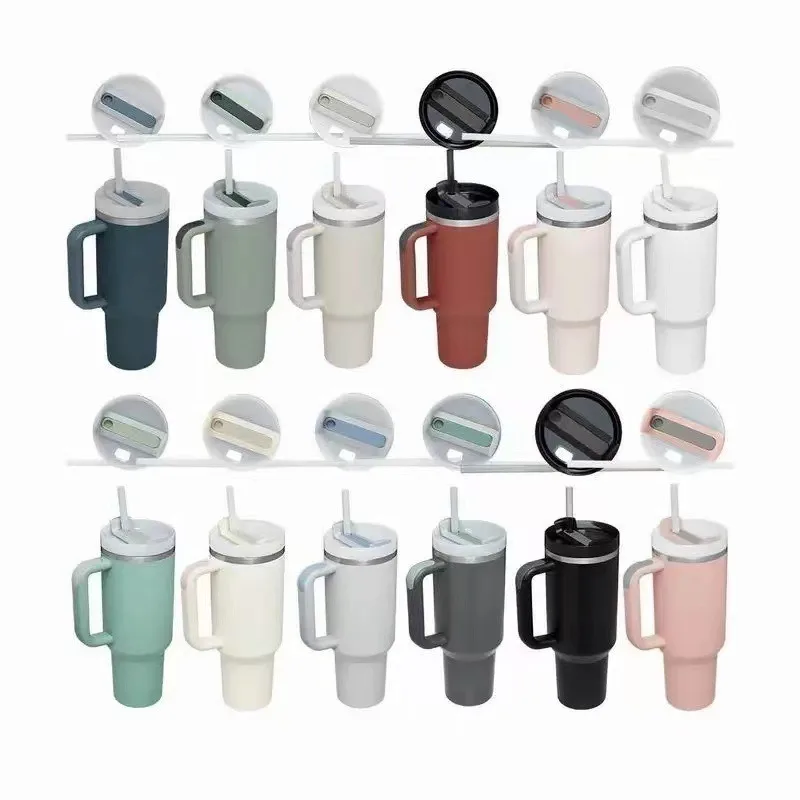 Custom Vacuum Insulated Stainless Steel 40 oz Tumbler Cup With Handle And Straw Travel 40oz Mug