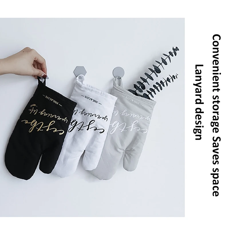 Custom Printed Non-slip Heatproof Cooking Baking BBQ Cotton Oven Gloves