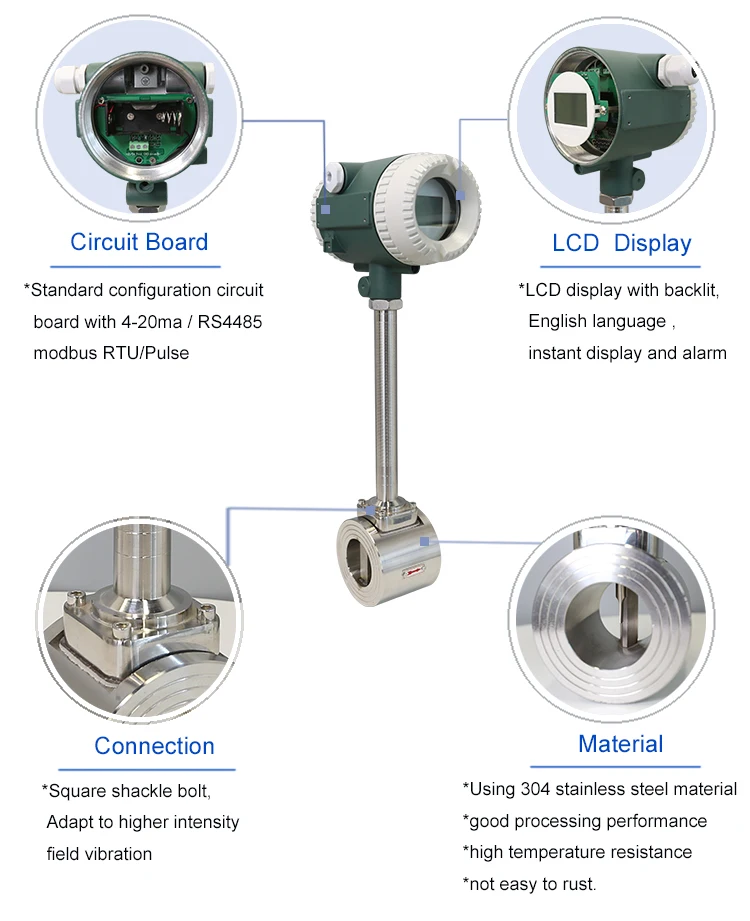 Cheap Flowmeter Rs485 vortex air Flow Sensor Steam Transmitter Gas lpg