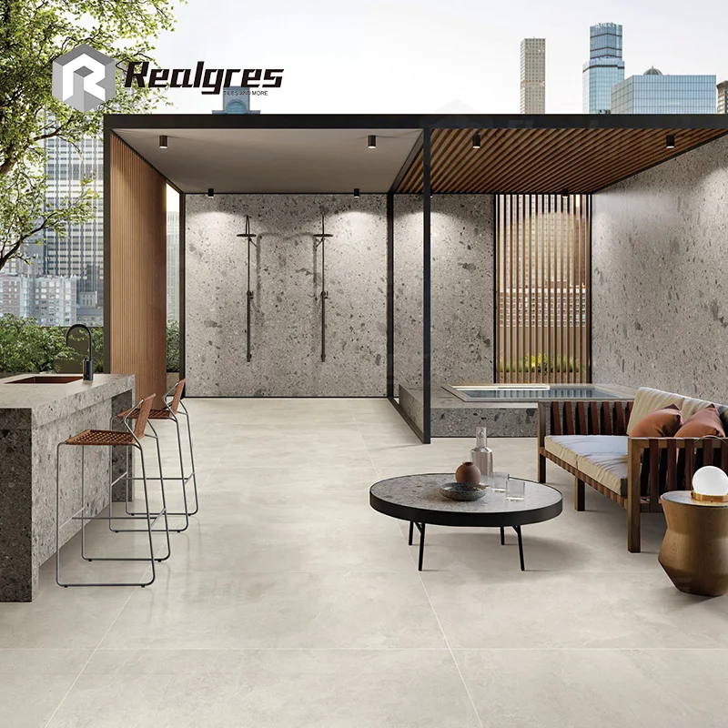 Realgres Outdoor Patio Interior Bathroom Hotel Cement Matte 20mm Rustic Glazed Porcelain Floor Tiles Made Foshan