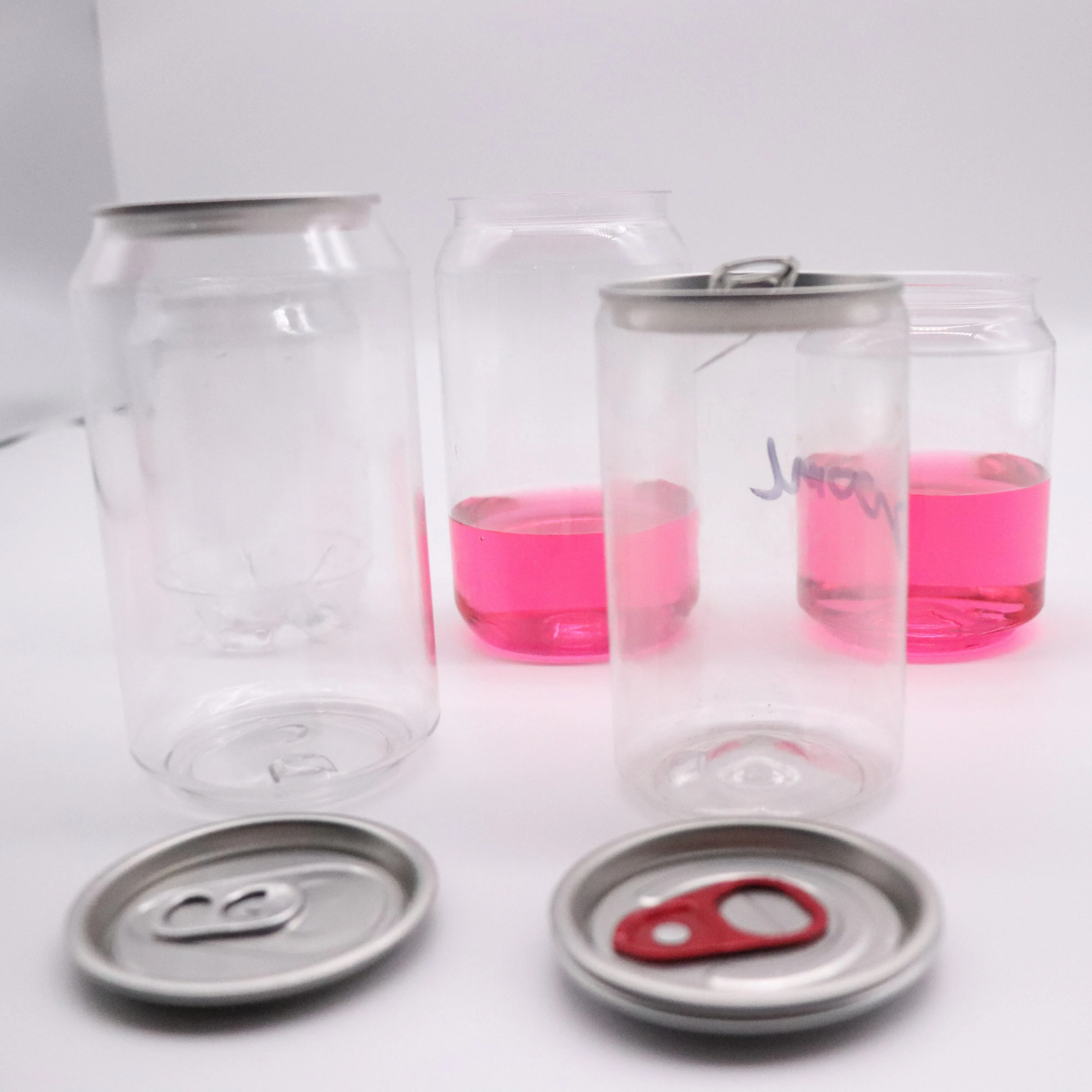 PET Beverage Can Aluminum Plastic Custom Size Accepted Tin Can Soda Juice Filling Carbonated Drink Empty Beer Can Plastic 250