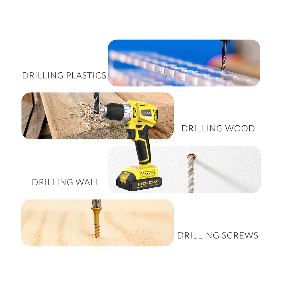 Professional manufacturer high quality power drills 20v cordless impact drill brushless battery portable 20v cordless drill