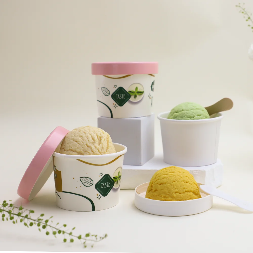 High Quality Disposable Paper Cup 3oz 4oz 5oz 6oz 7oz 8oz 12oz Custom Logo Ice Cream Paper Cup with Lid