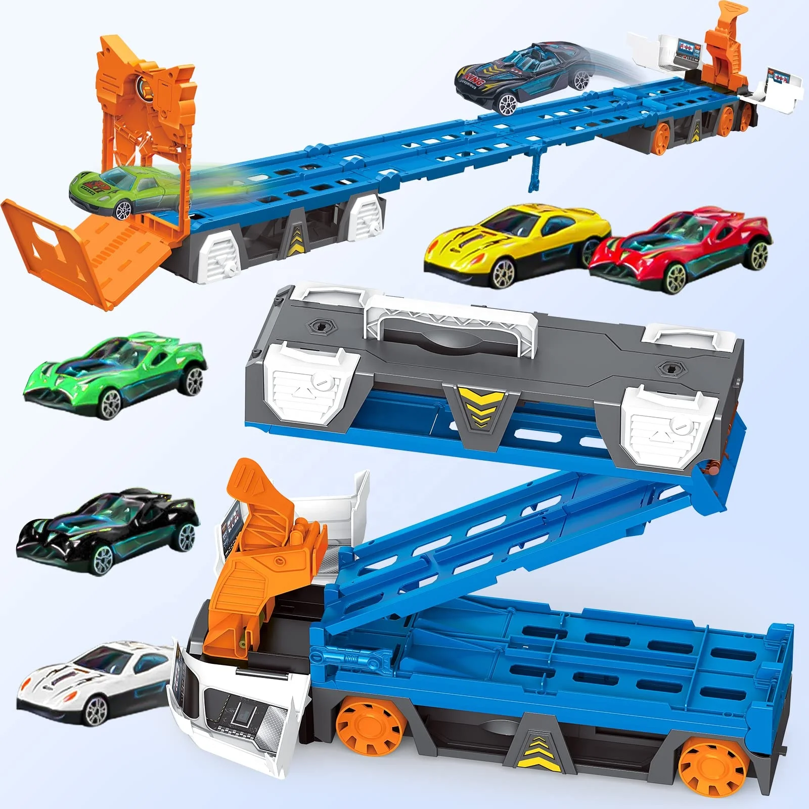 two track racing car large transport cars carrier set truck toys toy truck transport carrier car for kids