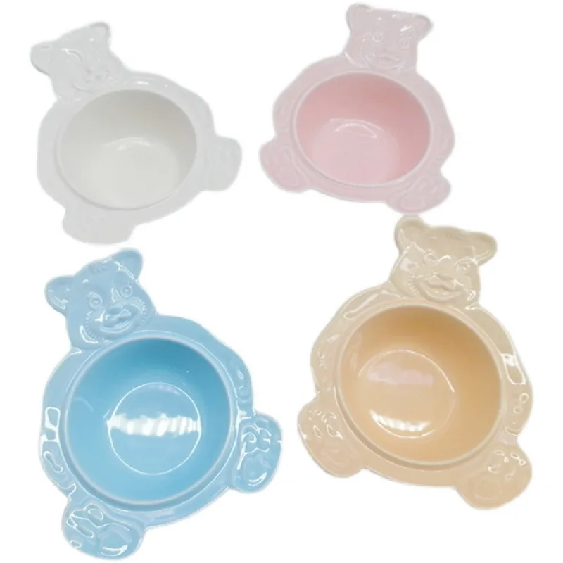 ZC OEM colourful ceramic plates  cartoon Household bear shape bowl tableware salad baking kitchen supplies