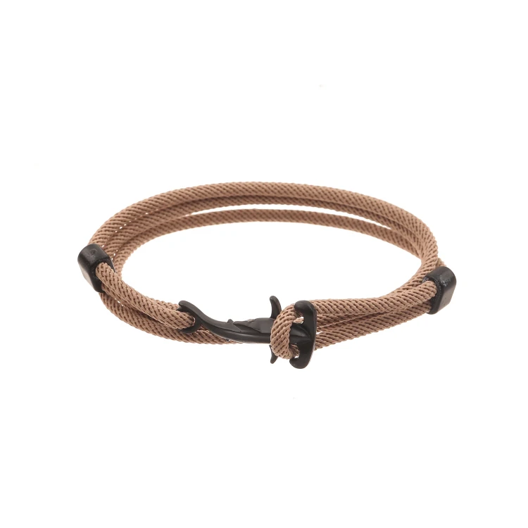 New Design Fashion Accessories Wholesaler Nautical Nylon Rope Black Shark Bracelet