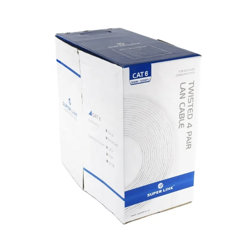 Сетевой кабель UTP FTP Lan Cat 6, 4 пары 23AWG CU/CCA cat6, 1000 футов для связи