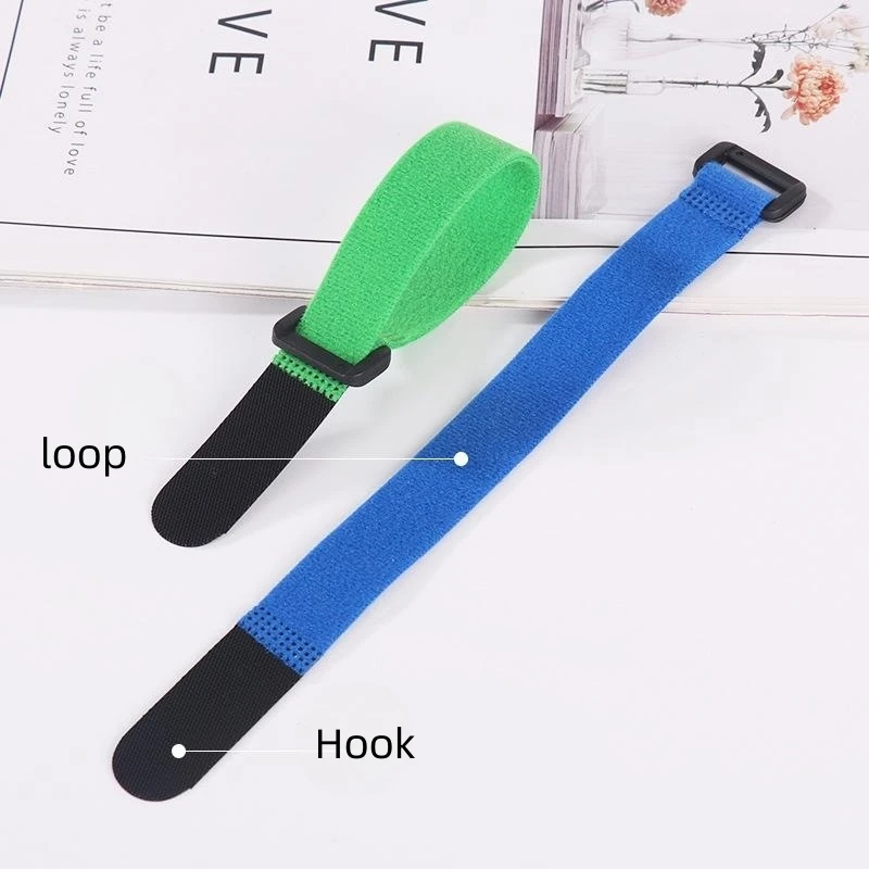 Cable strap with logo Reusable cinch strap hook loop cable ties Blue 1.5x10inch Hook and Loop cable ties hook loop belt