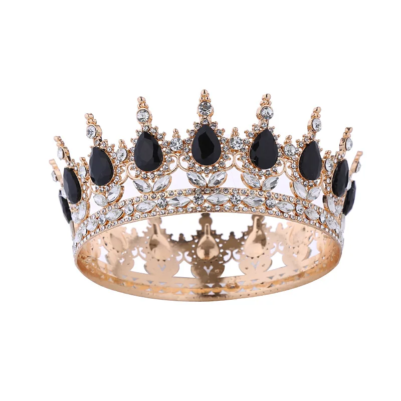 Vintage Colorful Baroque Crown Alloy Headpiece Birthday Adult Gift Wedding Dress Accessories Headcrown Queen