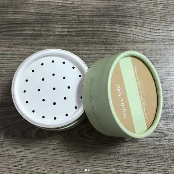 Customized Loose Powder Cardboard Cylinder Container Round Sifter Jar 50G Paper Tube With Sifter