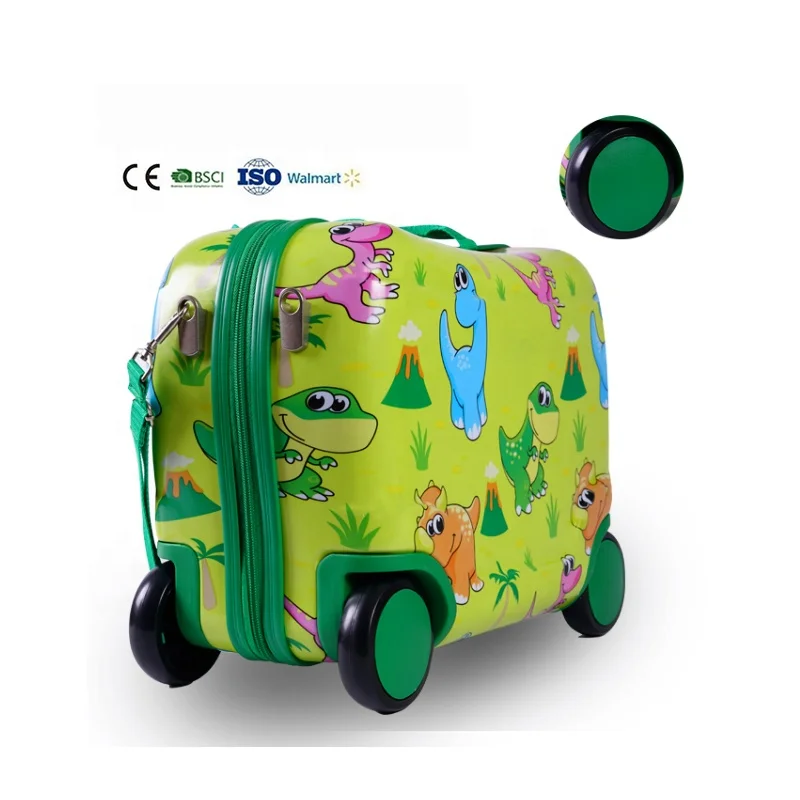 OEM manufacture abs 4 wheels 16 inch kids trolley luggage ride-on suitcase