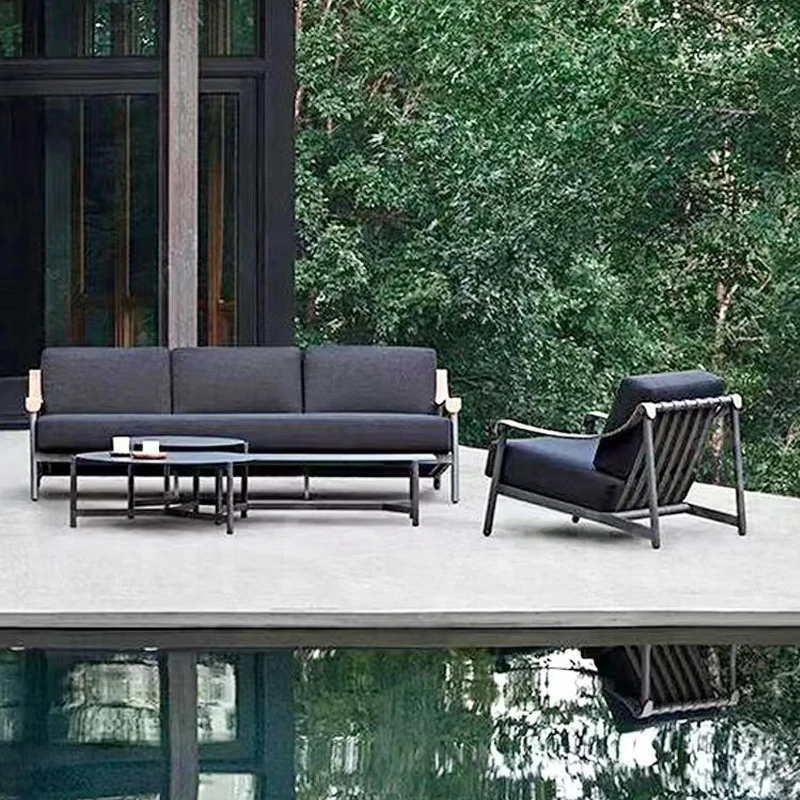 Outdoor Metal Sofa With Cushions Brookside Home Metal Sectional Couch Lounge Sofas