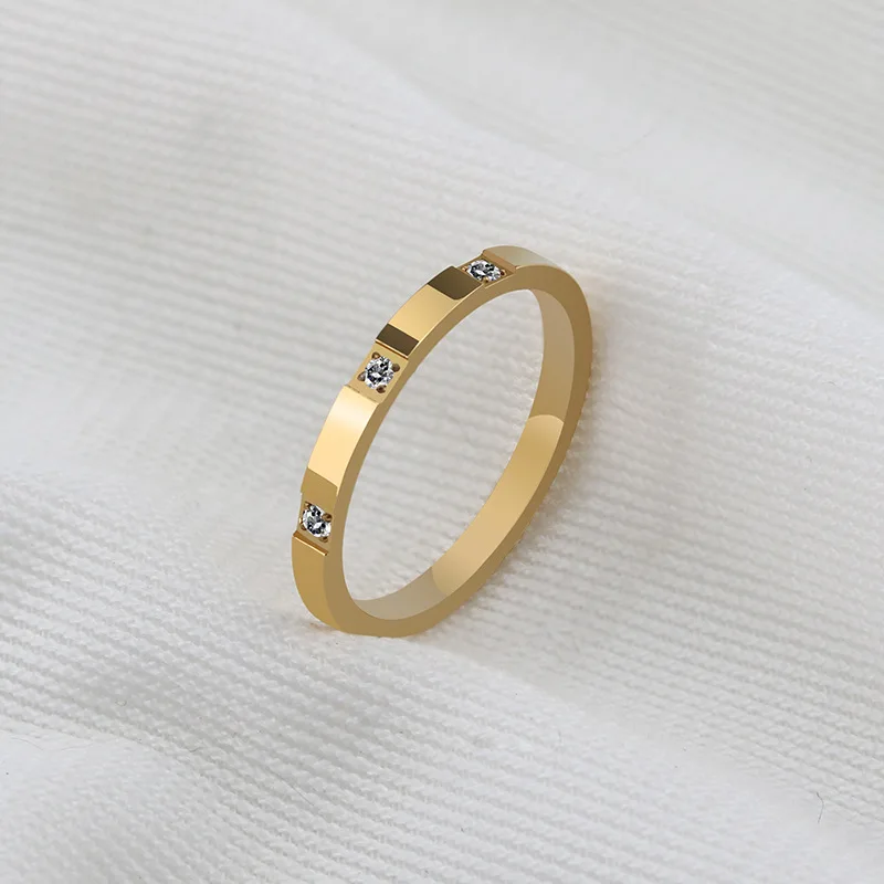 trendy custom zircon diamond stainless steel jewelry couple wedding rings