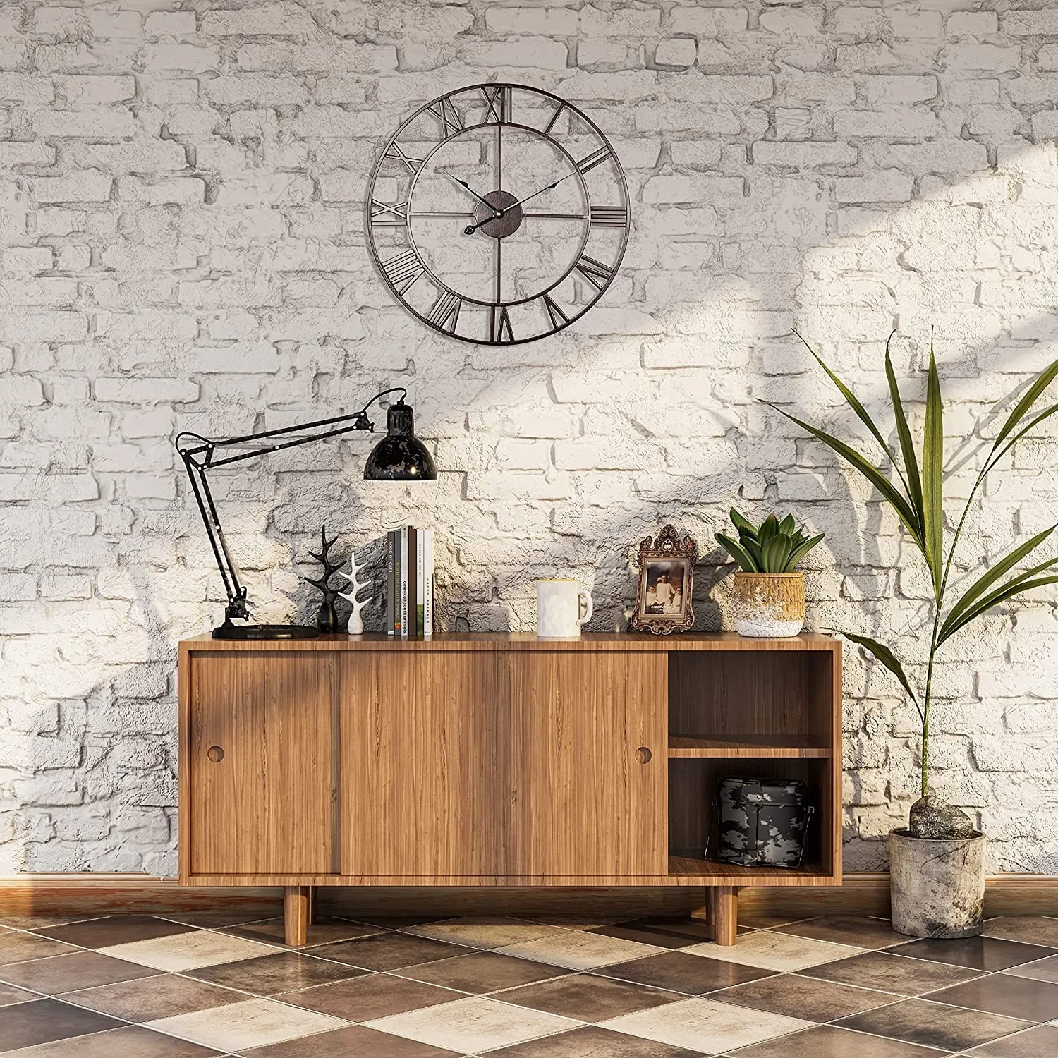 FREE SAMPLE Large modern metal wall clock antique round mute non-ticking battery powered Roman numerals