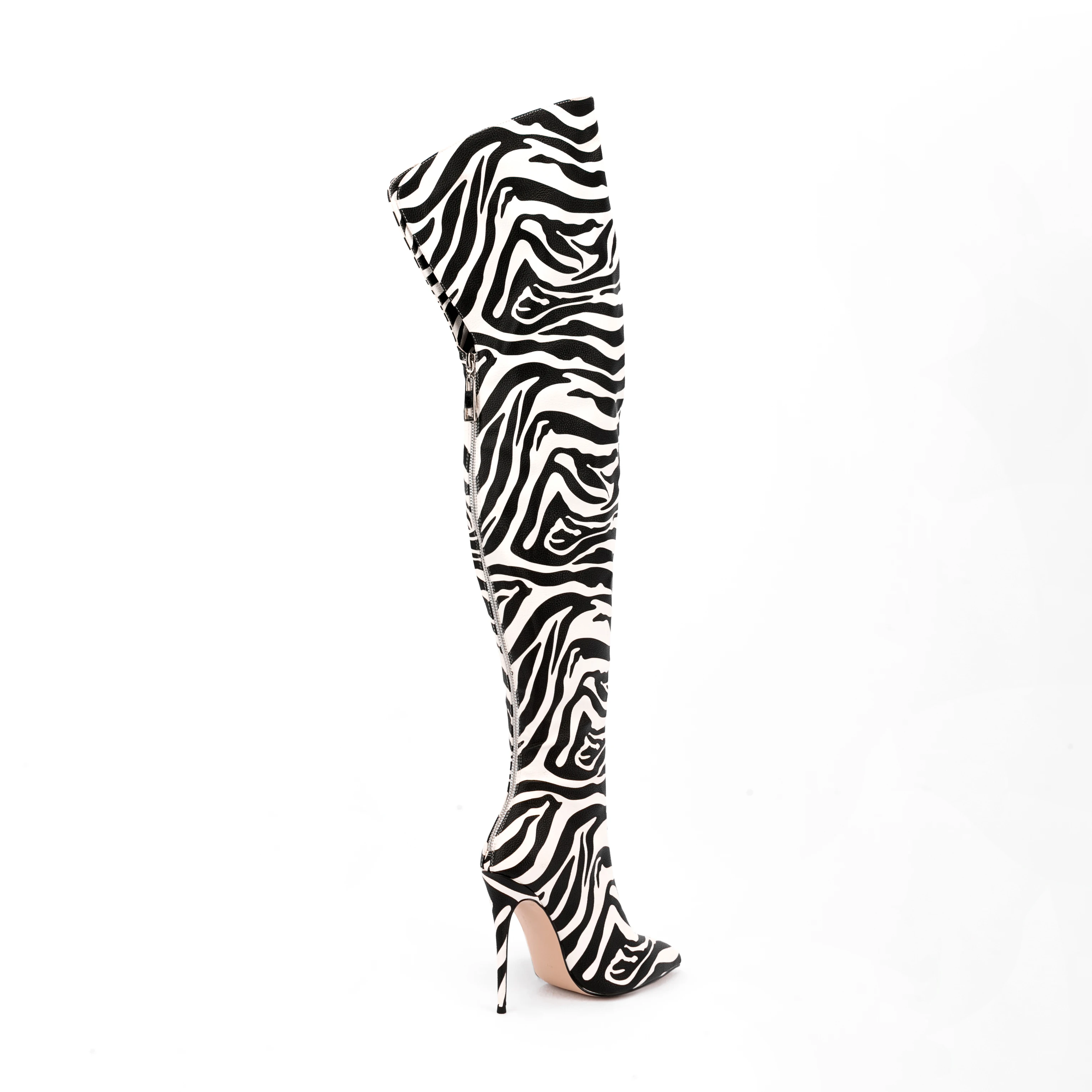 New Sexy Zebra high heels Over The Knee boots for women wide calf thigh high boots
